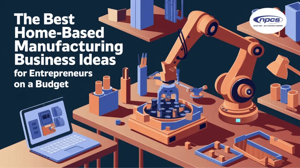 home based manufacturing products and workspace with craft supplies and small equipment