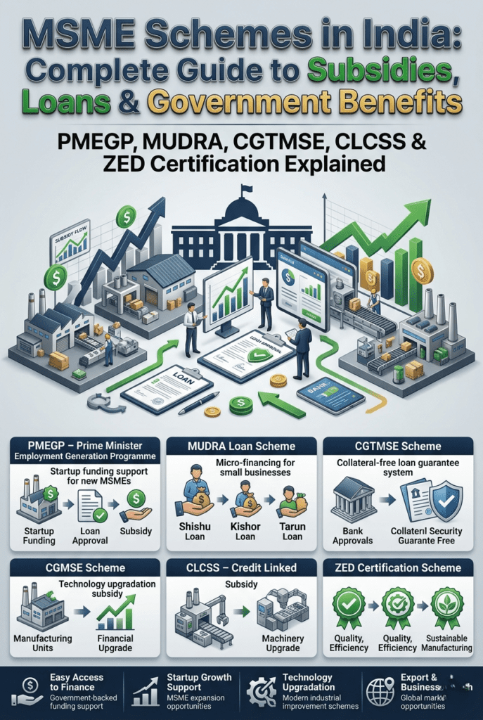 msme schemes in india loans subsidies government benefits infographic