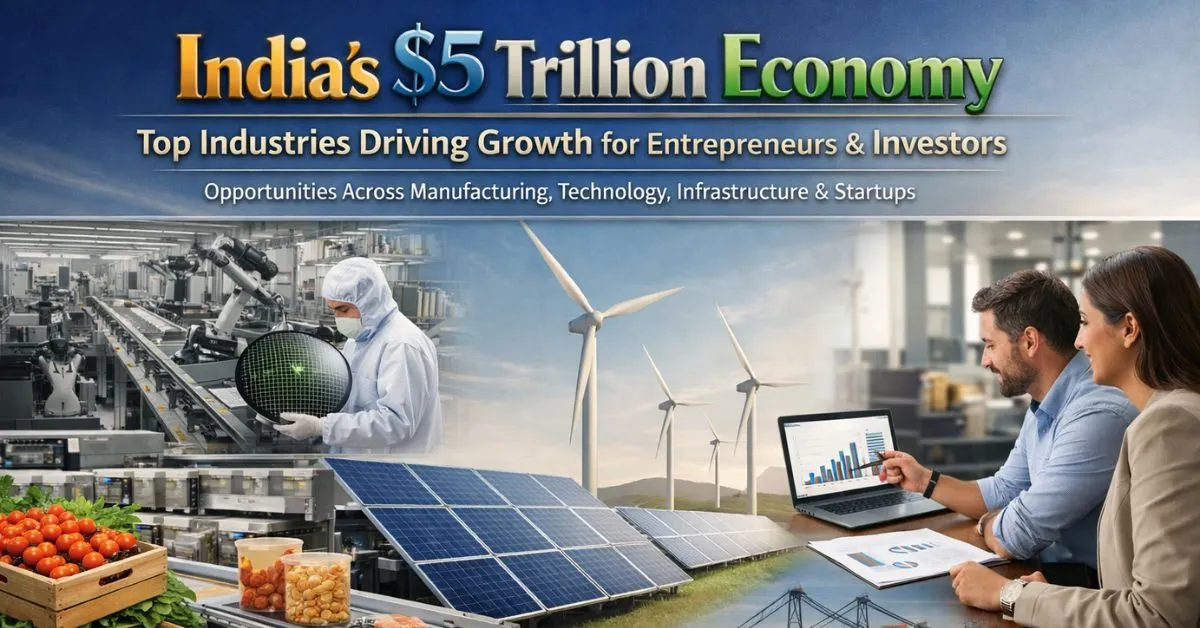 India 5 trillion economy business opportunities in manufacturing renewable energy pharmaceuticals infrastructure MSME growth