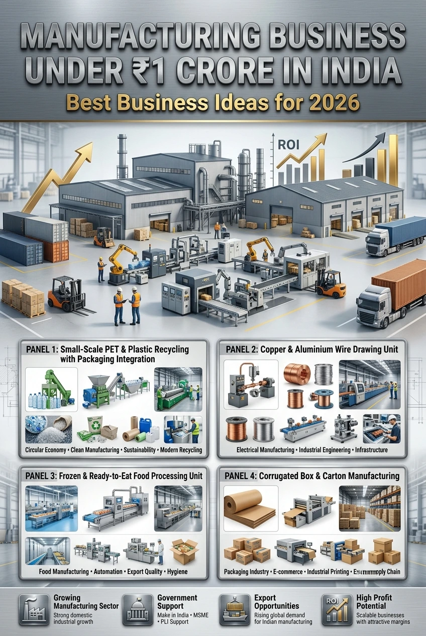 Manufacturing Business Under ₹1 Crore in India – Profitable Factory Business Ideas for 2026