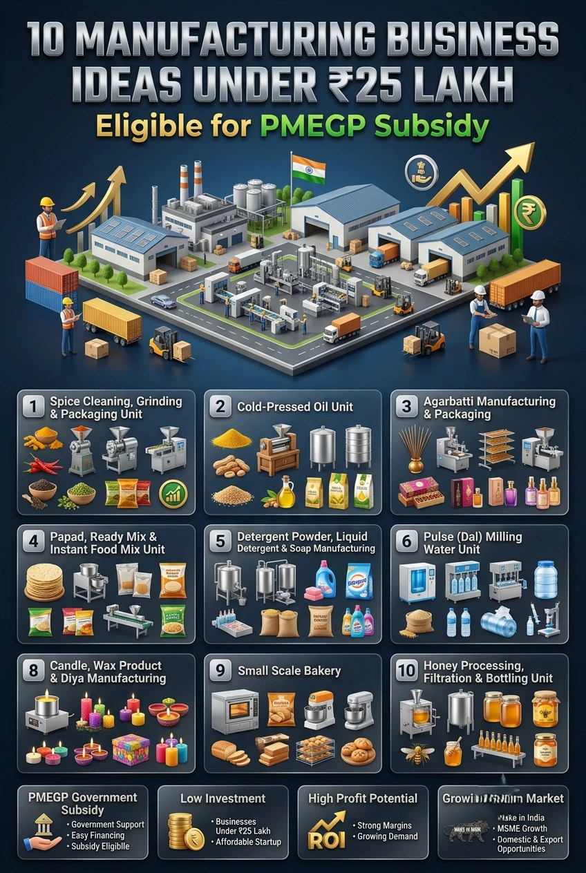 PMEGP Manufacturing Business Ideas Under 25 Lakh