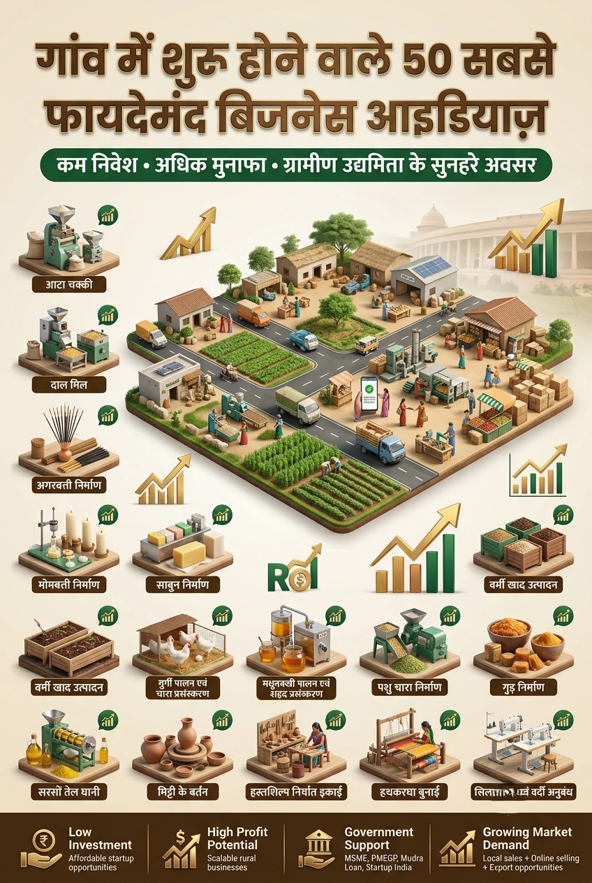 गांव में बिजनेस आइडिया और ग्रामीण क्षेत्रों में शुरू होने वाले 50 फायदेमंद बिजनेस