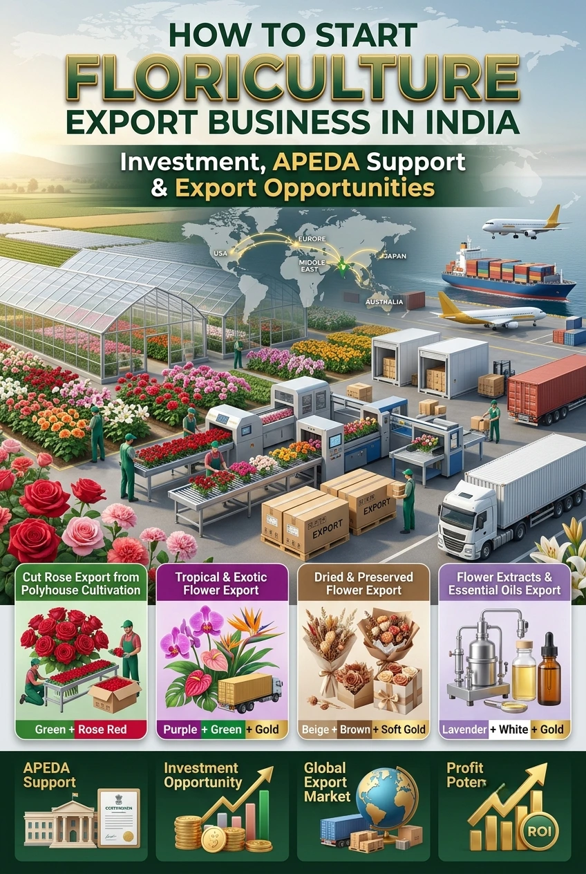 Floriculture export business in India with polyhouse flower cultivation