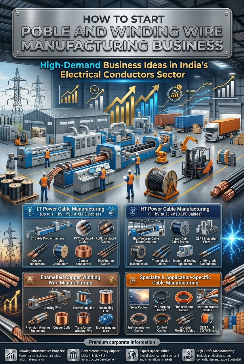 Power cable manufacturing business plant with electrical wire production machines in India