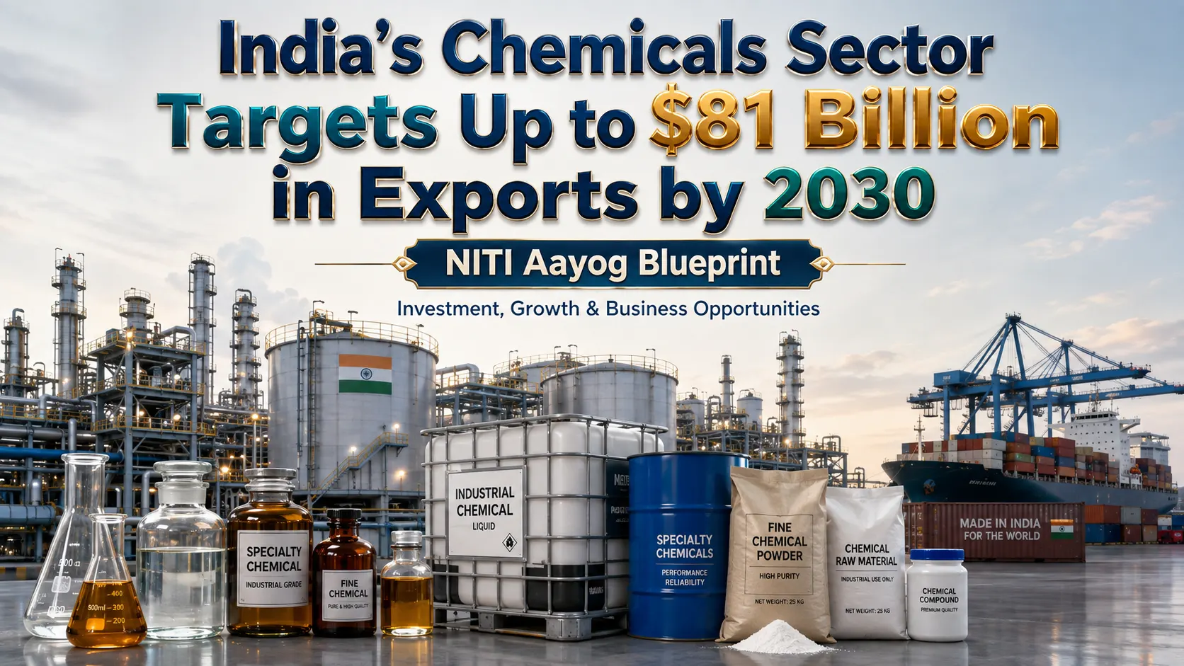 India Chemicals Sector Exports to Reach $81 Billion by 2030